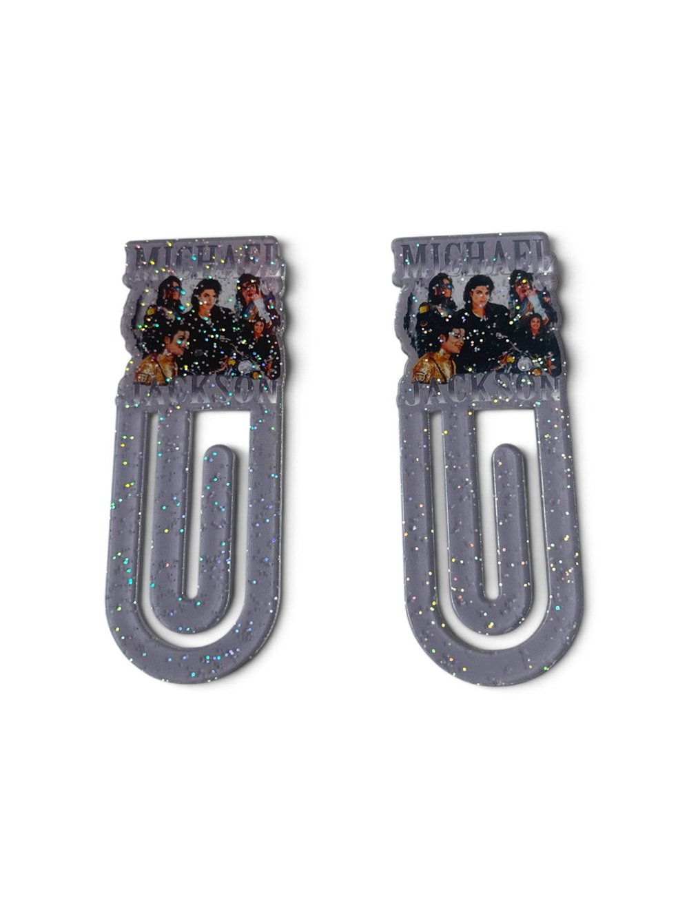 Michael Jackson Glitter Resin Paperclip/Bookmark Set - Gray